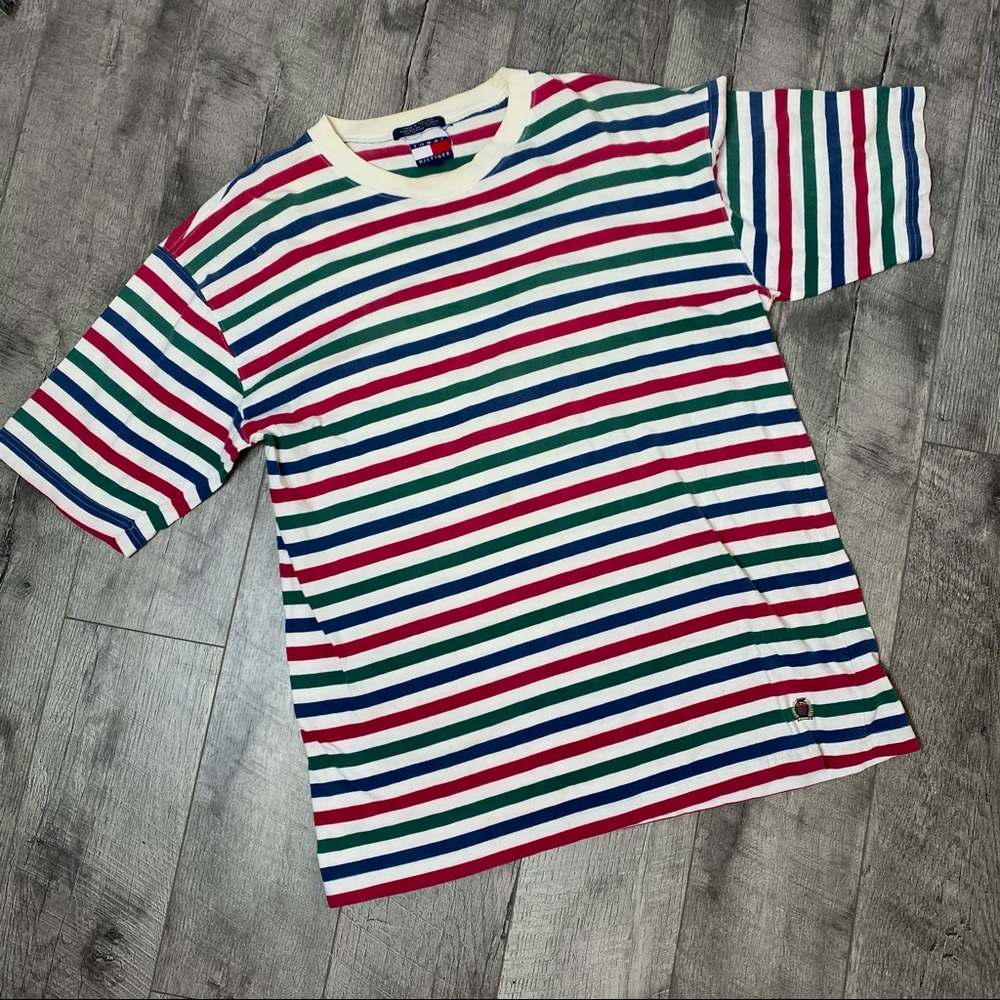 Vintage Tommy Hilfiger striped cotton tee large